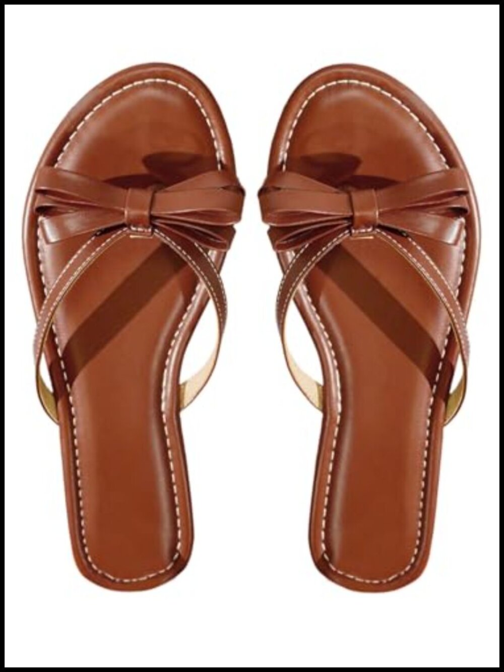 Women's Bow Summer Sandals Strappy Wedding Flats Flip Flops Faux Leather Slides